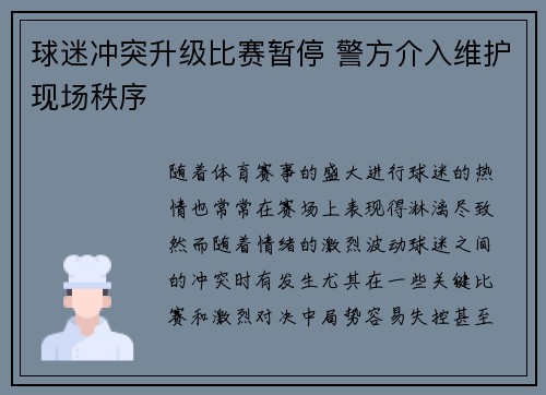 球迷冲突升级比赛暂停 警方介入维护现场秩序